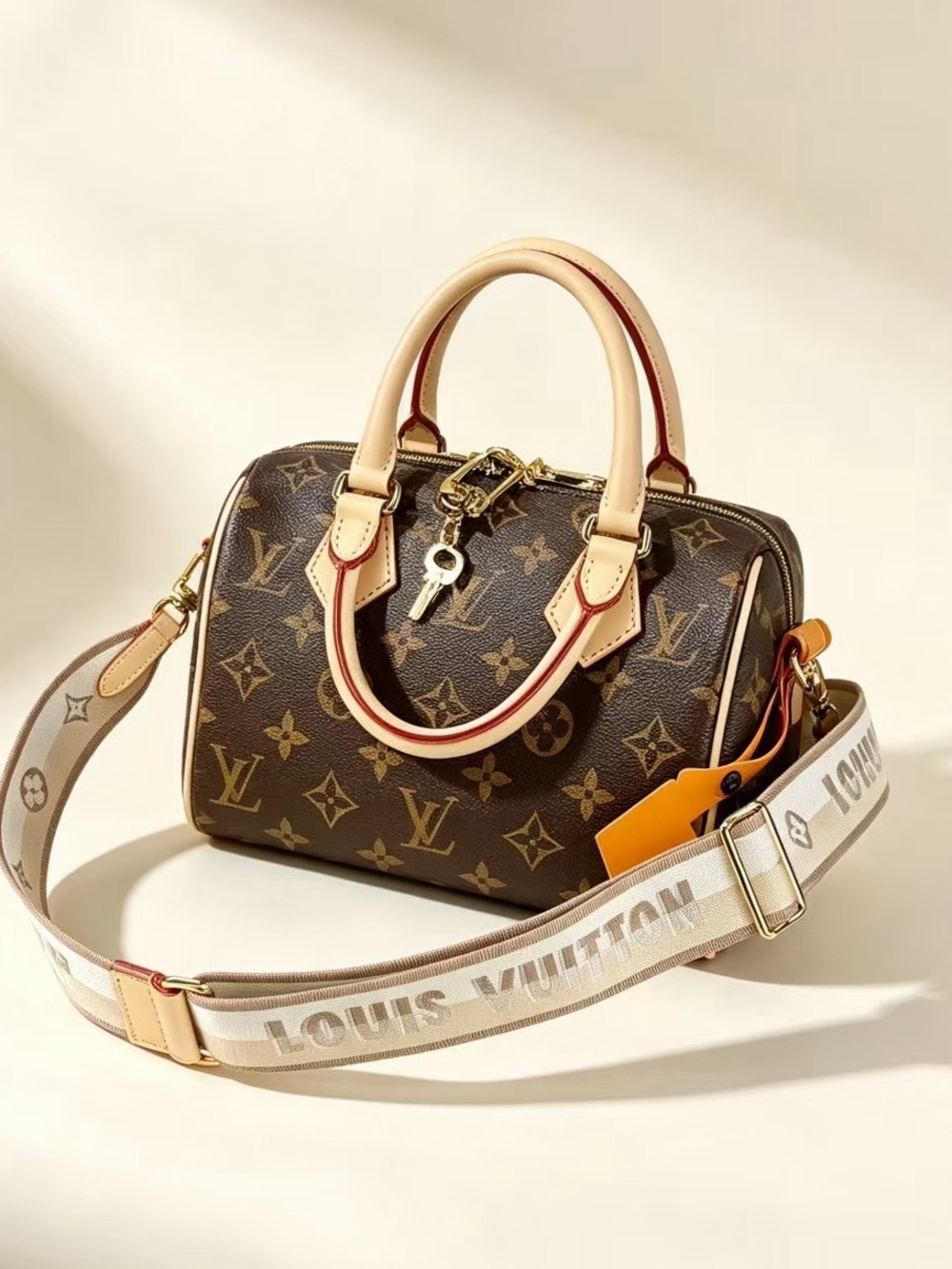 Louis Vuitton Mini Speedy Bags Monogram Canvas Satchel in Brown & Vachetta
